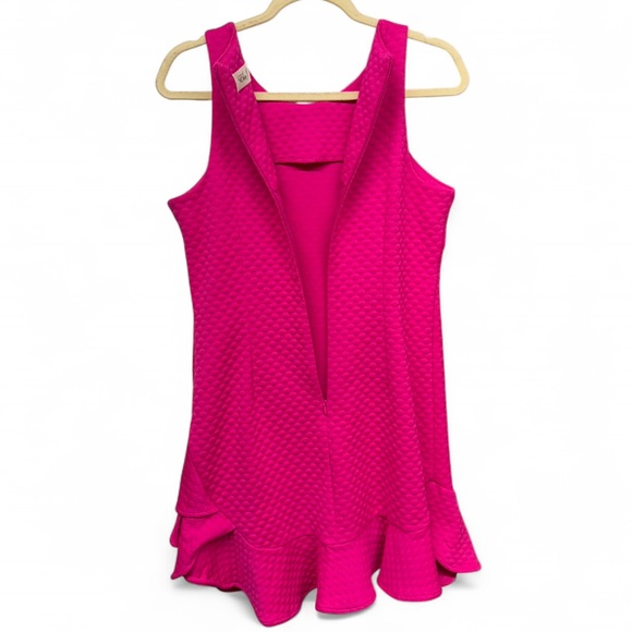 **SOLD** Eliza J Hot Pink Textured Ruffle Hem Mini Dress - Picture 8 of 8